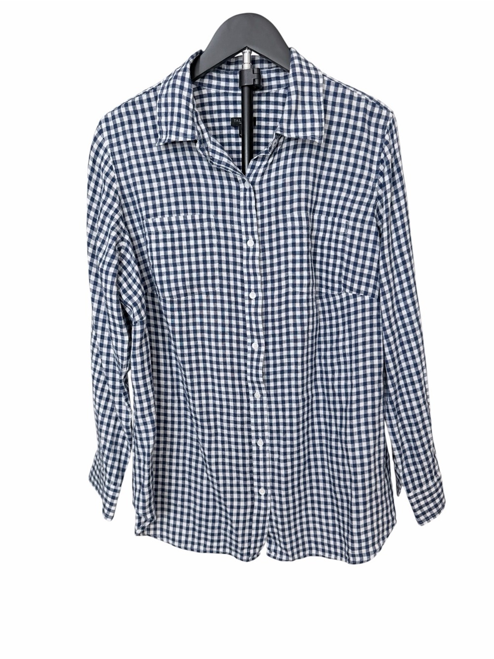 Talbots Navy and White Gingham Button-Down Shirt